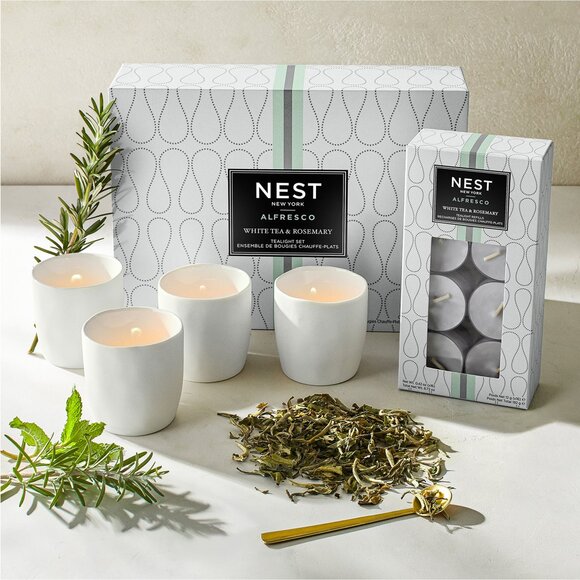 NEW NIB $50 White Tea & Rosemary Tealight Candle Set NEST New York - Picture 4 of 4